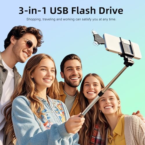 MFi Certified USB 3.0 Flash Drive 128GB for iPhone, 3in1 External Memory Photo Keeper Storage Stick for Picture/Video/Data Saver/Backup, High Speed Floppy & Tape Drives for iPad/Android/PC (Black) - Image 5