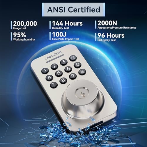 Ulecoce U68 Fingerprint Keypad Deadbolt with Knob Set, Satin Nickel - Image 6