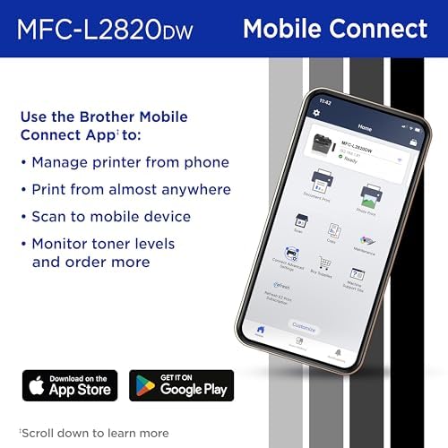 Brother MFC-L2820DW Wireless Compact Monochrome All-in-One Laser Printer with Copy, Scan and Fax, Duplex, Black & White | Includes Refresh Subscription Trial(1), Works with Alexa - Image 5