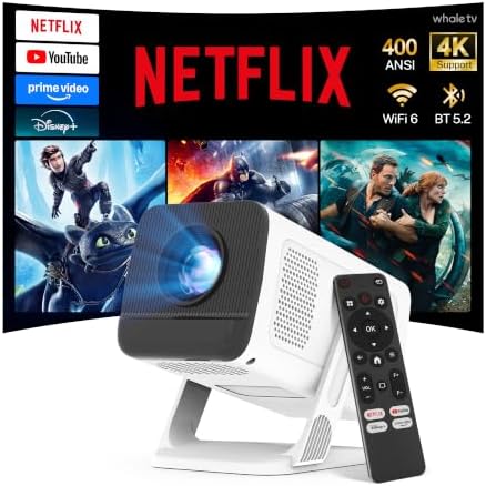 Netflix-Licensed Smart Projector, 400 ANSI 4K Supported, Voice Remote X1Pro by LYNCAST