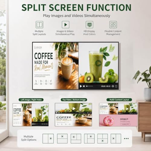 43 inch 4K Digital Signage Display, 2000nits High Brightness, LCD Monitor Slim Fit Frameless Advertising Display, Wall Mount Digital Display, CMS Remote Publishing, 7/24 Timer Switch, Built-in Speaker - Image 5