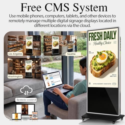 55" Touch Digital Signage Display Kiosk Floor Stand Advertising - Image 4