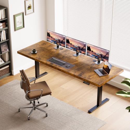 OffiGo 71" Executive Electric Standing Desk Height Adjustable, Rustic Brown - Image 2