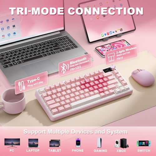 YUNZII B75 PRO MAX 75% Mechanical Keyboard (Pink Heart, Milk Switch) - Image 3