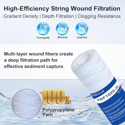 20 Micron 10"x2.5" String Wound Sediment Filter, 6-Pack - Image 3