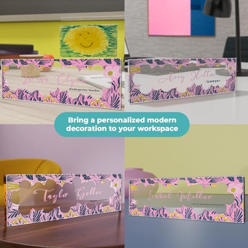 EGD Thick Clear Acrylic Desk Name Plate Personalized I Office Desk Accessories I Custom Name Plate with Multiple Design Options (10 x 3.5 Inch) (5. 1/2" Thick Clear Acrylic Color) - Image 7