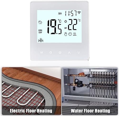 Aoresac Thermostat Smart Tuya WiFi Thermostat 16A Digital Programmable LCD Display Underfloor Heating Temperature Controller Digital Intelligent Wall Thermostat for Electric Heating - Image 5