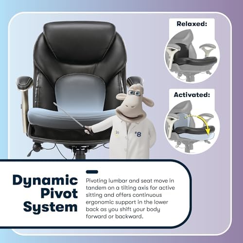 Serta Ergonomic Home Office Chair Pivot Lumbar Support, Leather Desk Chair - Image 6