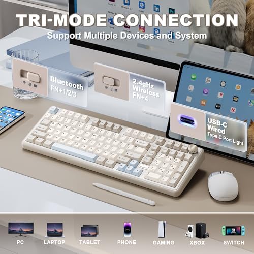 YUNZII B98 PRO 96% Wireless Mechanical Keyboard (Beige, Milk Switch) - Image 3