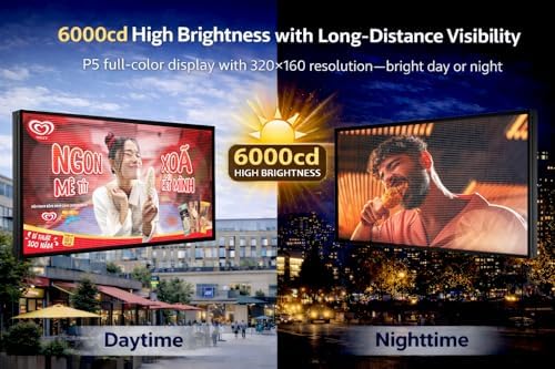 P5 Outdoor Full-Color Programmable LED Sign 65” × 34” High-Brightness Digital Display with WiFi & USB Control, Scrolling Message Board for Business Advertising, Text/Image/Video, IP65 Waterproof - Image 6