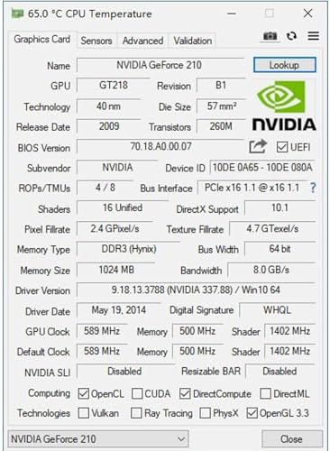 Glorto GeForce GT 210 1024 MB DDR3 Low Profile Graphics Card, PCI Express 1.0 x16, Entry Level GPU for PC, SFF and HTPC (HDMI/VGA) - Image 6