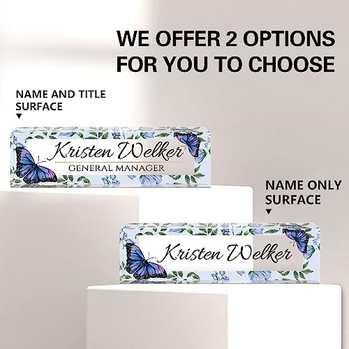 Personalized Office Name Plate for Desk - Custom Employee Appreciation Gifts - Acrylic Desk Name Plate Personalized - Staff Appreciation Gift for Teacher, Coworker, Nurse, Manager (Blue Butterfly) - Image 6
