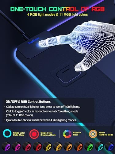 5-in-1 RGB Gaming Mouse Pad with Wireless Charging, Large Desk Mat, Black - Image 4