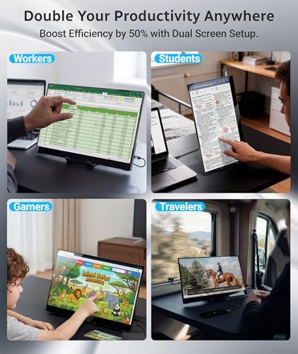 Ingnok Touchscreen Monitor for Laptop,Dual USB C,15.6Inch FHD 1080P - Image 4