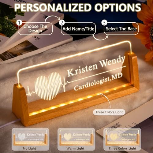 Ships Next Day, Custom Name Plate for Desk - The Doctor Light Up Acrylic Desk Name Plate Personalized Elegant Office Gifts for Doctor Appreciation Gifts, Office Decor for Women Men - Image 4