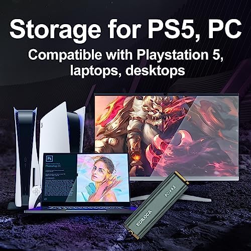 1TB M.2 2280 NVMe SSD with Heatsink, PCIe Gen4.0 Internal Solid State Drive Compatible with PS5/PC, Up to 5000MB/s 3D NAND TLC Dynamic SLC Cache, for PS5 Storage Expansion, 5Year Warranty EN760 - Image 7