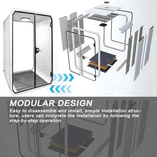 Office Pod Booth with Audio Privacy - Portable Sound Booth Includes Diamond Shaped Frame Design,Separate Room with Light,Fans, USB Port for Study,Telephone Booth(57.87IN) - Image 6