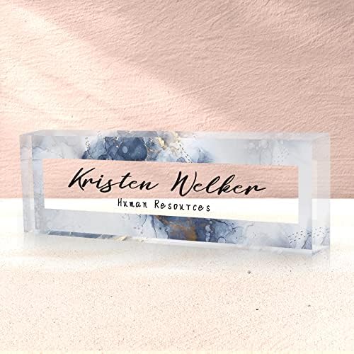 Desk Name Plate Personalized, Custom Name Plate for Desk, Office Desk Decor for Women Men, Acrylic Desk Accessories, Office Gifts for Coworkers Boss Teacher, Employee Appreciation Gifts (Coast) by SalaGraphics