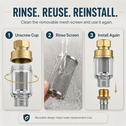 2 Pack Washing Machine Inline Water Filter, Brass Sediment Filter - Image 5