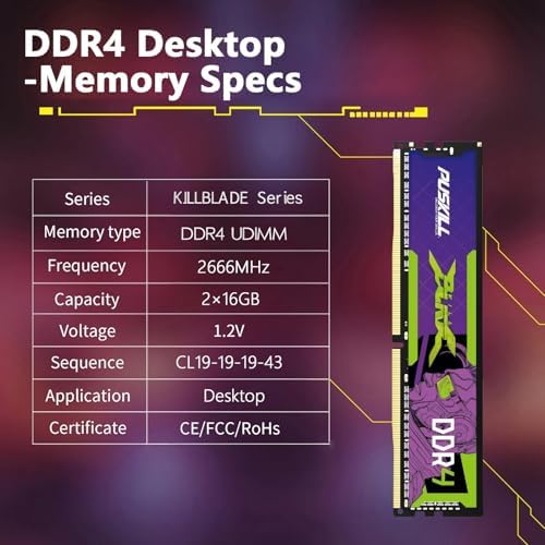 PUSKILL 32GB Kit (2x16GB) DDR4 RAM 2666MHz PC4-21300 Desktop Memory, Non-ECC Unbuffered UDIMM 1.2V CL19 288-Pin, Dual Channel PC Computer Upgrade Module for Intel & AMD - Image 7