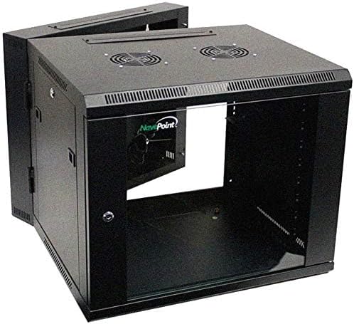 NavePoint 9U Server Cabinet with Hinged Back - 23.6” Deep, Server Rack Enclosure with Locking Glass Door, Wall Mount Rack with Removable Side Panels, Network Cabinet with 2 Fans, Pre-Assembled - Image 6