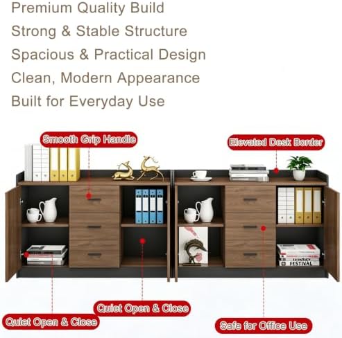Office Printer Stand Cabinet with Storage, Multi-Function Office Side Cabinet for Copier, Tea Station & Supplies, Large Capacity Storage Cabinet with Soft Close Doors Workstation Furniture，F - Image 3