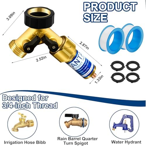 2Set Outdoor Faucet Freeze Protector, 3/4" Thread 2 Way Brass Hose Splitter - Image 2