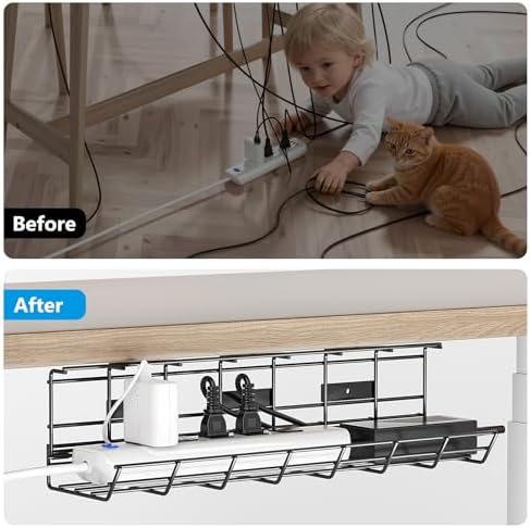 DELAMU 1 Pack Under Desk Cable Management Tray, Black - Image 7