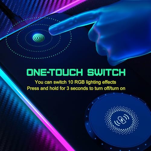 GIM Wireless Charging RGB Gaming Mouse Pad 15W, LED Mouse Mat 900x400x4MM, 10 Light Modes Extra Large Mousepad Non-Slip Rubber Base Computer Keyboard Mat for Gaming, MacBook, PC, Laptop, Desk - Image 6