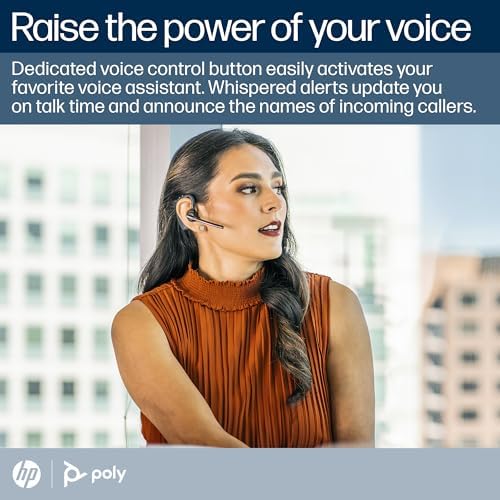 Poly Voyager 5200 Wireless Headset (Plantronics) - Single-Ear Bluetooth Headset w/Noise-Canceling Mic - Ergonomic Design - Voice Controls - Lightweight - Connect to Mobile/Tablet via Bluetooth - Image 4