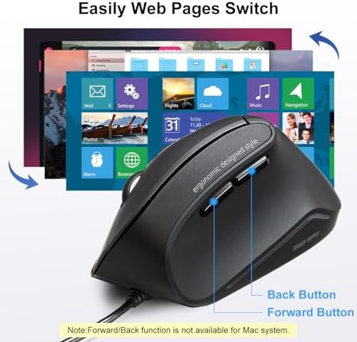 SANWA Wired Ergonomic Vertical Mouse, Silent Click & Remap with Software - Image 6