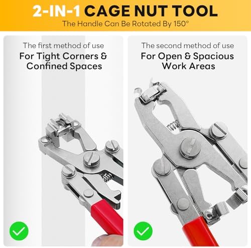 Rotable Cage Nut Tool and 10Sets Rack Screws, Cage Nut Installing/Removing Server Room Rack Side and Top, IT, Data Center, Cabinet, Server Shelves Fixing, Tool for Cage Nut of M4 M5 M6 M8 M10-(Red) - Image 2