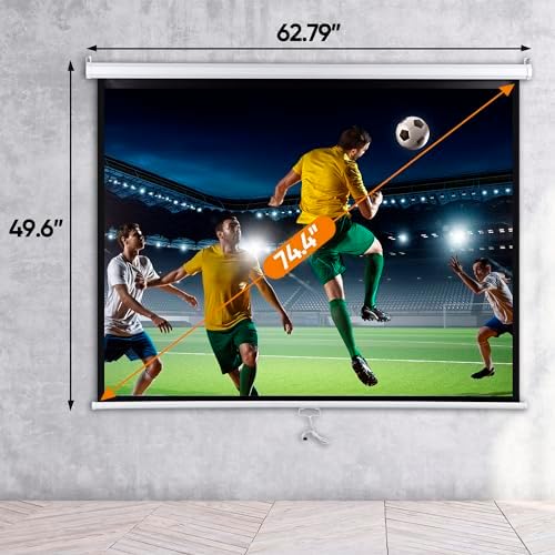 SUPER DEAL 72'' 4:3 HD Projection Screen Foldable Anti-Crease Portable Projector Movie Screen Manual Pull Down for Home Theater Presentation Education Outdoor Indoor Public Display, White - Image 5
