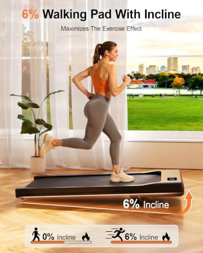 Superun Under Desk Walking Pad with 6% Incline, 3 in 1 Portable Treadmill - Image 2