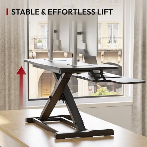 SANODESK 36" Standing Desk Converter, Adjustable Sit to Stand Desk Riser with Effortless Lifting for Home Office, Desk Topper for Dual Monitors, Computer Lift with Keyboard Tray, Black - Image 6