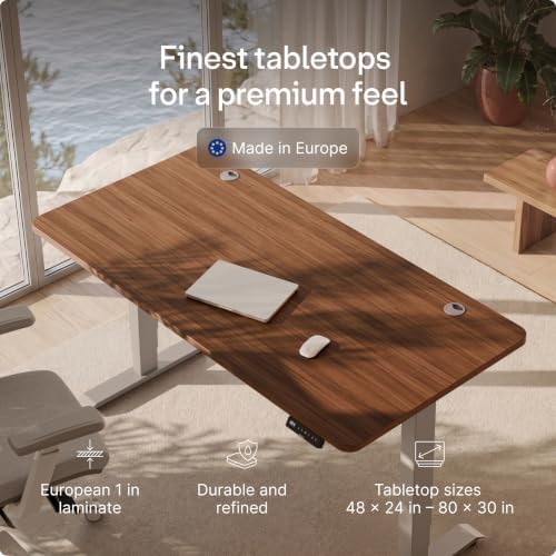 Desktronic HomePro Standing Desk 80x30 — Made in Europe, Ergonomic Sit Stand Home Office Desk, Electric Height Adjustable, Dual Motor, USB & USB-C Charging, Wobble-Free, Touchscreen, 3 Memory Presets - Image 6