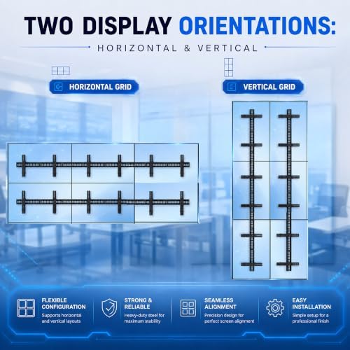 J-Tech Digital TV Video Wall Mount Kit, 2x3 Video Wall TV Mount Kit Fits 6 Screens 37” – 65” with Adjustable Tilt Leveling Pop Out Arms, Wide VESA Range, 154lbs Per Display [JTECH-VMM-KIT23] - Image 4