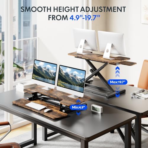 FLEXISPOT 36" Electric Standing Desk Converter, Rustic Color - Image 4