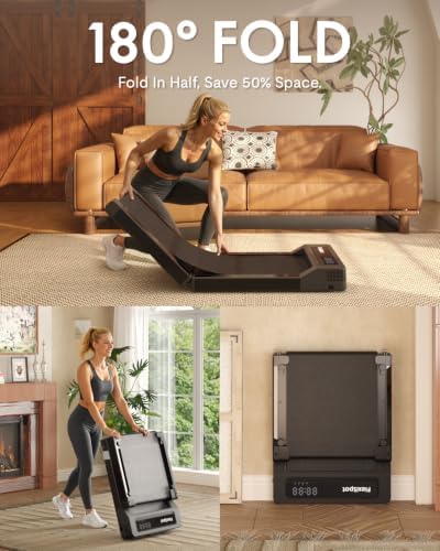 FLEXISPOT Foldable Walking Pad Treadmill for Home Office, Under Desk Treadmill with Fold-in-Half Design, Quiet Brushless Walking Experience, 264 LBS Capacity, Easy Storage - Image 3