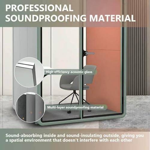 Office Sound Booth with Audio Privacy - Indoor Privacy Sound Isolation Booth with Magnetic Lock Sliding Glass Door,Lighting,Socket, Modern Soundproof Room for Meeting (62.99IN) - Image 7