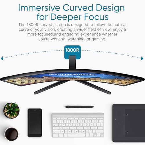 Samsung S36GD 27" Curved Monitor – LCD FHD, 16:9, 1920x1080, HDMI, VGA, VESA, Eye Saver & Flicker-Free Tech – Boomph's Comprehensive Ultimate Performance Cloth Solution for Your Workspace - Image 4