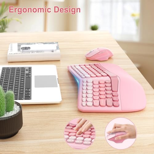Ergonomic Wireless Keyboard Mouse, Gaming Typewriter Set with Wrist Rest - Image 2