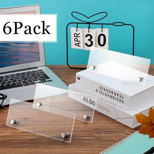 Chunful 6 Pcs Acrylic Name Plates for Desks Blank Clear Office Name Plate - Image 4