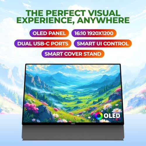AOC 16 Inch Portable Monitor OLED WUXGA USB-C Mini HDMI Ultra Slim, 16T40D - Image 2