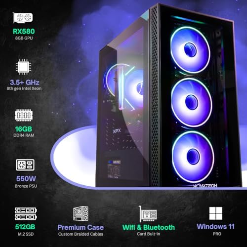 NOVATECH Phantom - Prebuilt Gaming PC Desktop Computer - RX580 8GB - Core i7 Xeon 3.5GHz - 16GB RAM - 512GB M.2 SSD WiFi/BT, Win 11 Pro - Gaming Computer Tower - Pre Built PC Gaming - 1 Year Warranty - Image 2