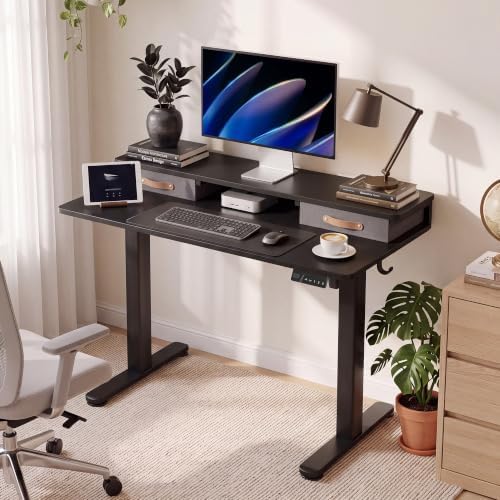 Seang 48''*24'' Electric Standing Desk with Storage, Black - Image 2