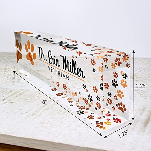 Artblox Office Desk Name Plate Personalized | Custom Name Plates for Desks | Vet Dog Design On Clear Acrylic Glass | Cute Office Desk Accessories Customized Gifts - (8" x 2.5") - Image 3