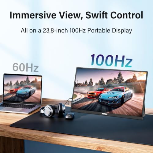 InnoView Large Portable Monitor 23.8inch FHD 1080P 100Hz USB-C,HDMI,DP Computer Display 100% sRGB 1500:1 Contrast Ratio IPS W/180°Adjustable DC Eyes Care Stand for Laptop PC MAC Phone PS4 Xbox Switch - Image 3