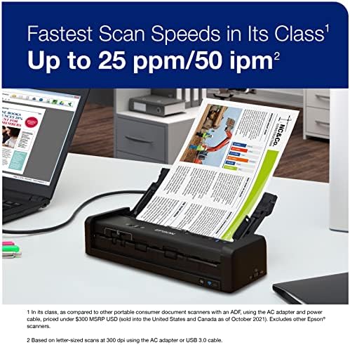 Epson Workforce ES-300W Wireless Color Portable Document Scanner with ADF for PC and Mac Sheet-fed, Duplex Scanning - Image 3