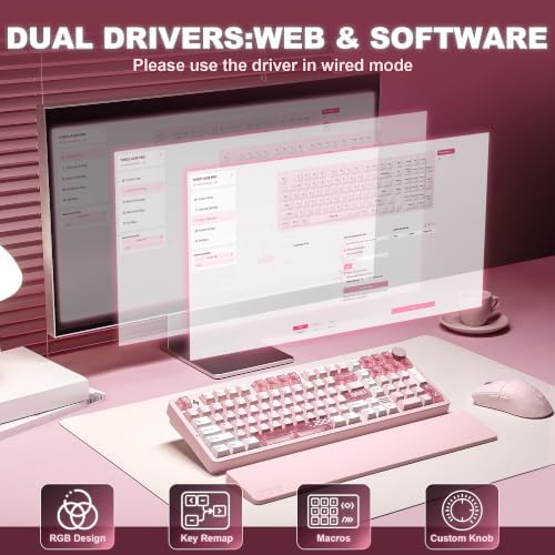 YUNZII AL98 PRO Aluminum Wireless Mechanical Keyboard(Pink,Candy Switch) - Image 6